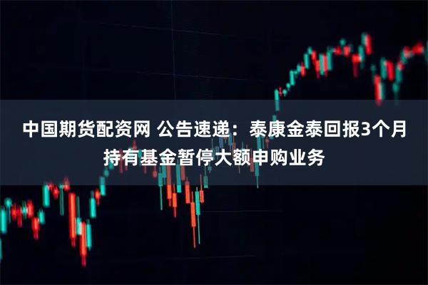 中国期货配资网 公告速递：泰康金泰回报3个月持有基金暂停大额申购业务