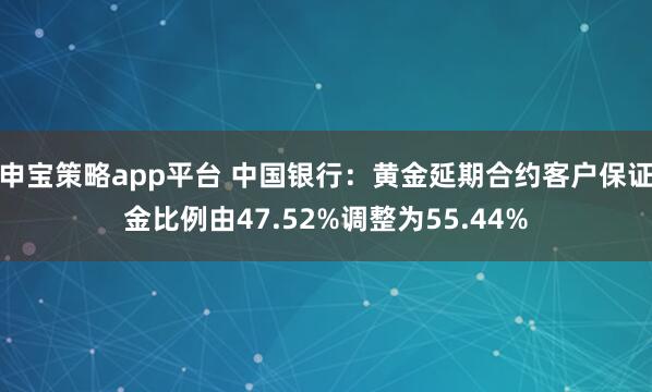 申宝策略app平台 中国银行：黄金延期合约客户保证金比例由47.52%调整为55.44%